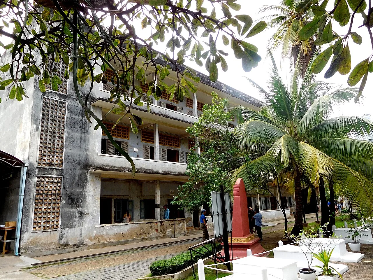 Building A and memorial courtyard at Tuol Sleng Genocide Museum